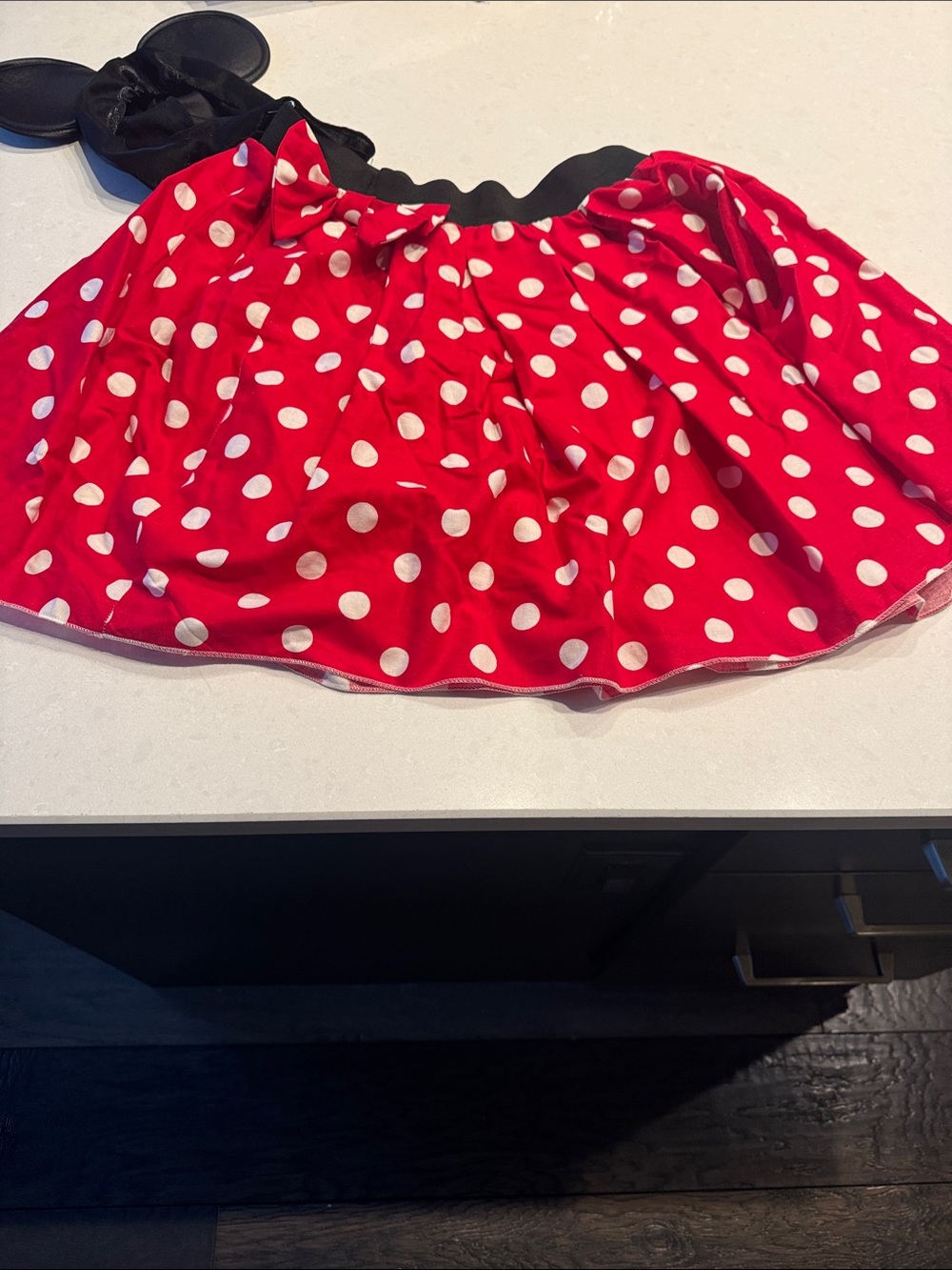 Kids Red Polka Dot Halloween Skirt with Black Waistband